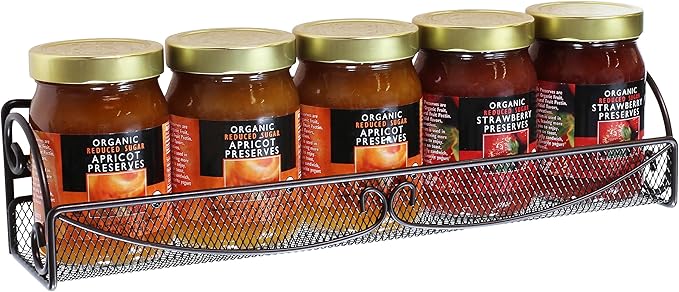 Deco Brothers Wall Mounted Single Tier Mesh Hanging Spice Rack, Set of 2, Bronze-Ruum Studio Home