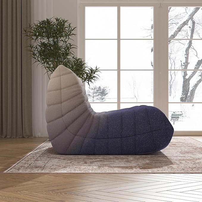 Bean Bag Chair, Fireside Chair Bean Bag Sofa Large Bean Bag Chair for Adults, Bean Bag Chairs for Teens with High Density Comfortable Foam, Memory Foam Bean Bag for Living Room, Bedroom (Blue&White)-Ruum Studio Home