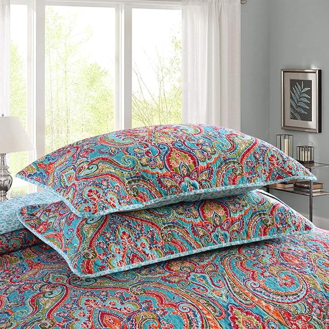 NEWLAKE Quilted Cotton Bed Pillowcases, European Gorgeous Floral Pattern, 2 Pieces, 20x27 Inch-Ruum Studio Home