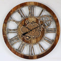 The Gears Clock 36'' Inch Real Moving Gear Wall Clock Vintage Industrial Oversized Rustic Farmhouse (Vintage Brown)-Ruum Studio Home