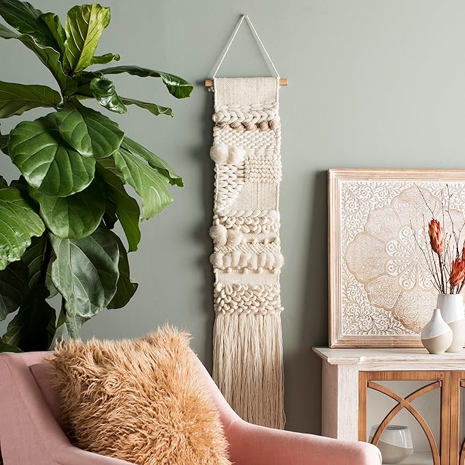 Mark&Day Wall Art, Jochberg Bohemian Farmhouse Wheat Macrame Tapestry Wall Hanging for Living Room, Bedroom, Office or Kitchen (56"H x 10"W)-Ruum Studio Home