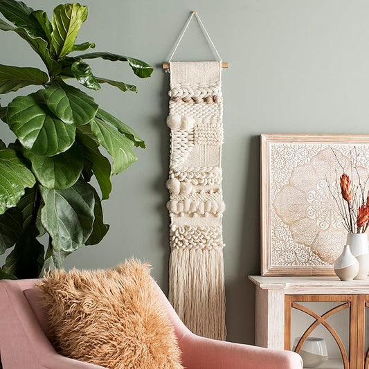 Mark&Day Wall Art, Jochberg Bohemian Farmhouse Wheat Macrame Tapestry Wall Hanging for Living Room, Bedroom, Office or Kitchen (56"H x 10"W)-Ruum Studio Home