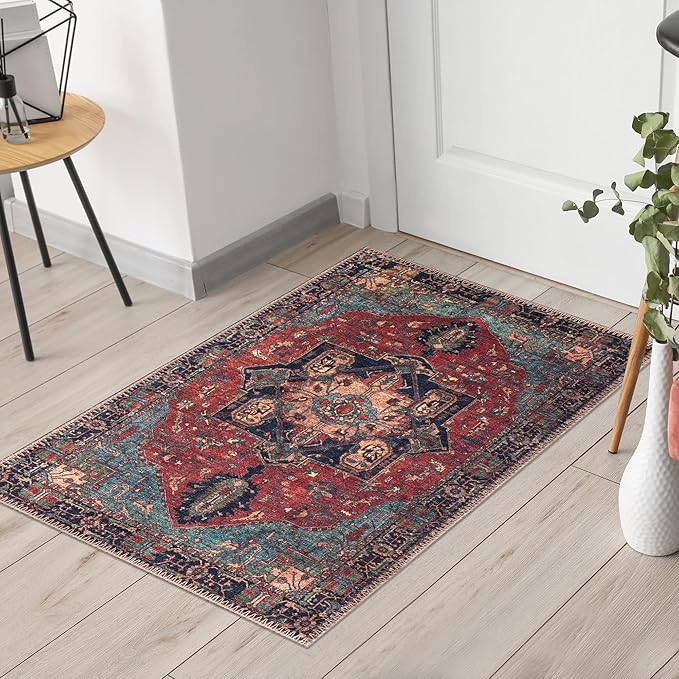 Keen Home Design 2x3 Rug - Machine Washable Entry Rug with Non-Slip Backing, Ideal for Enteryway, Kitchen, Bathroom, Laundry Room - Vintage, Easy Clean, Durable, Low Pile Rug - (2' x 3')-Ruum Studio Home