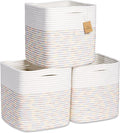 NaturalCozy Storage Cubes 11 Inch Cotton Rope Woven Baskets for Organizing, 3-Pack | Cube Storage Bin | Square Storage Baskets for Shelves Organizer, Classroom, Kids Toy Bins, Closet, Baby Nursery-Ruum Studio Home