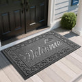 Yimobra Welcome Mat, Heavy Duty Sturdy Door Mats for Home Entrance Outdoor Indoor, Front Doormat for Outside Patio Floor Entry Porch Garage Office, Waterproof, Low Profile, 47X32 Inches, Black Grey-Ruum Studio Home