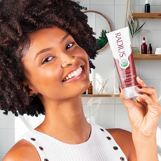 RADIUS USDA Organic Toothpaste 3oz Non Toxic Chemical-Free Gluten-Free Designed to Improve Gum Health & Prevent Cavity - Clove Cardamom - Pack of 2-Ruum Studio Home