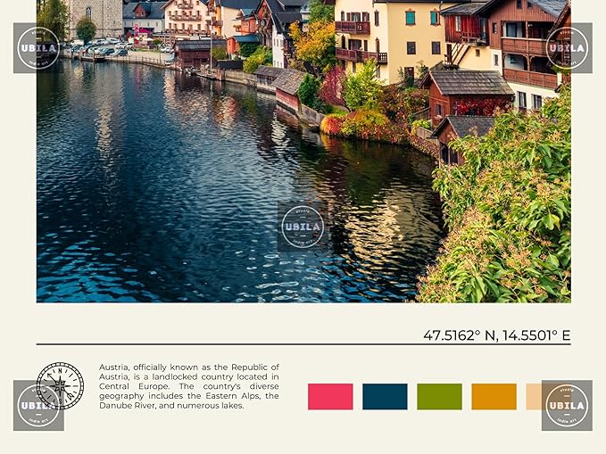 StudioUBILA Austria Wall Art Poster, Decorative Cityscape Landscape Art Prints, Home Decor Wall Art Print for Bedroom Living Room Kitchen Decorations, Unframed-Ruum Studio Home