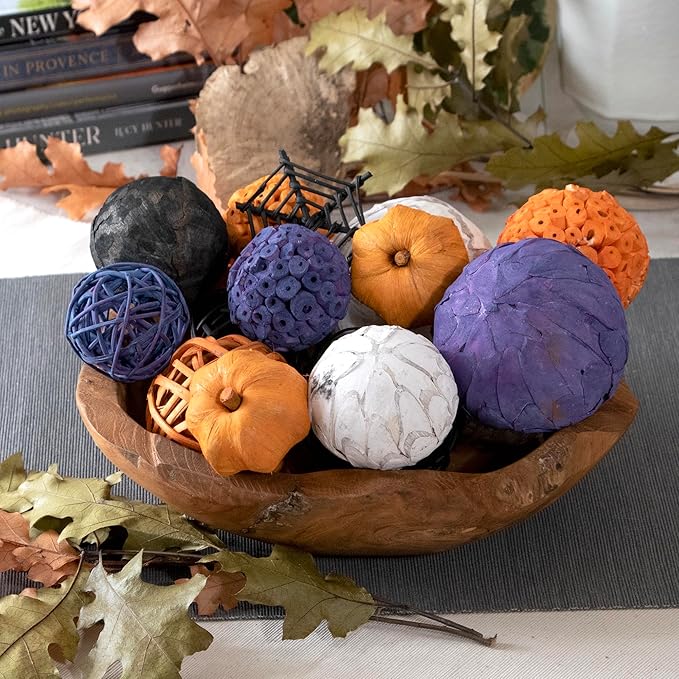 ANDALUCA Large Decorative Halloween Fall Vase Filler Bag with Orbs, Balls (Purple Orange)-Ruum Studio Home