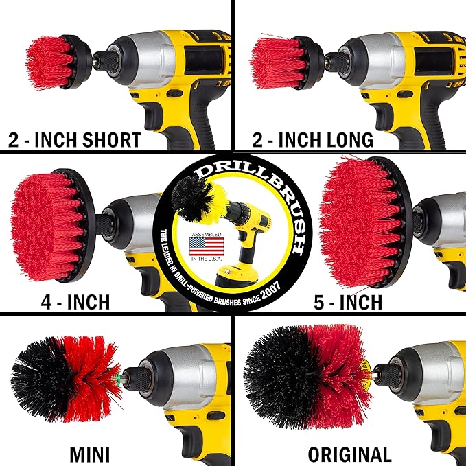 Drillbrush Headstone Cleaning Supplies - Outdoor Power Brush - Fountain Cleaner Tool - Deck Scrubbing Tool - Patio Cleaning Brush - Concrete Garage Floor Cleaner - Granite Scrubber Kit for Drill-Ruum Studio Home