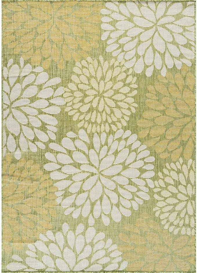 Beverly Rug Outdoor Rug 5x7 Modern Exotic Tropical Leaf Area Rugs for Indoor and Outdoor Patio Deck Porch Garden Water Resistant Washable Outside Carpet (5 x 7 Green)-Ruum Studio Home