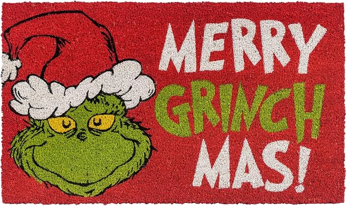 Gertmenian Disney Mickey Mouse Doormat Rug Retro Front Door Coir Mat Home Indoor Outdoor Entryway Carpet, 2-Pack 20x34, The Grinch Welcome/Merry Grinchmas-Ruum Studio Home