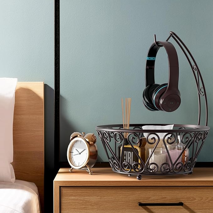 SimpleHouseware Fruit Basket Bowl with Banana Tree Hanger, Bronze-Ruum Studio Home
