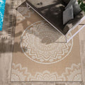 CAMILSON Outdoor Rug 5x7 Modern Area Rugs for Indoor and Outdoor Patios and Porches - Waterproof, Washable, Non-Shedding, Easy-to-Clean Outside Carpet (5 x 7, Medallion - Beige/White)-Ruum Studio Home