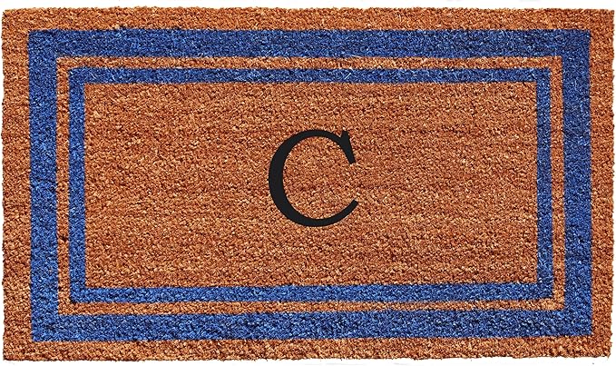 Calloway Mills 152972436C Blue Border 24" x 36" Monogram Doormat (Letter C)-Ruum Studio Home