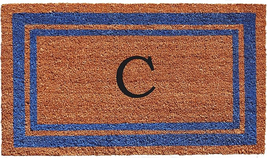 Calloway Mills 152972436C Blue Border 24" x 36" Monogram Doormat (Letter C)-Ruum Studio Home