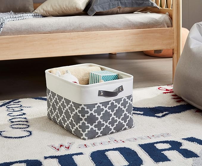 DECOMOMO Grey Storage Bins Fabric Storage Baskets for Shelves, Linen Closet Organization Toys Nursery (Grey Patterns, Large - 3 Pack)-Ruum Studio Home