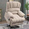 Large Power Lift Recliner Chair with Massage and Heat for Elderly, Ergonomic Backrest, Infinite Adjust, 2 Side Pockets,USB and Type-C Ports, Chenille Beige-Ruum Studio Home