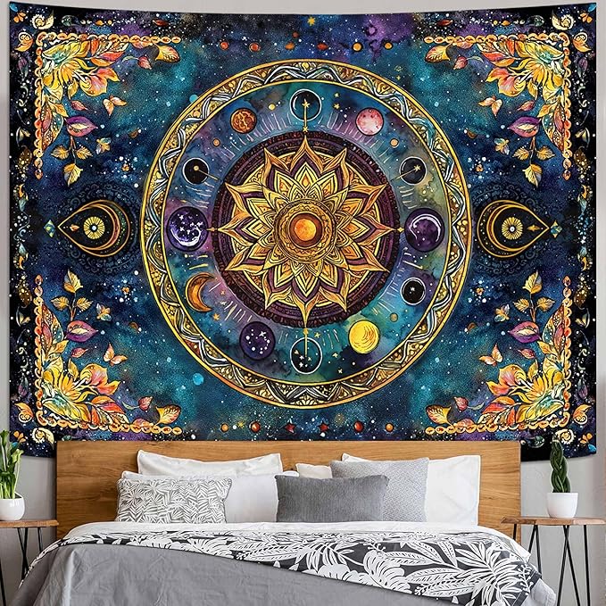 Lunerfex Mandala Solar System Tapestry Boho Tapestry for Bedroom Galaxy Tapestries Wall Hanging Living Room Wall Art and Home Decor 60x80-Ruum Studio Home