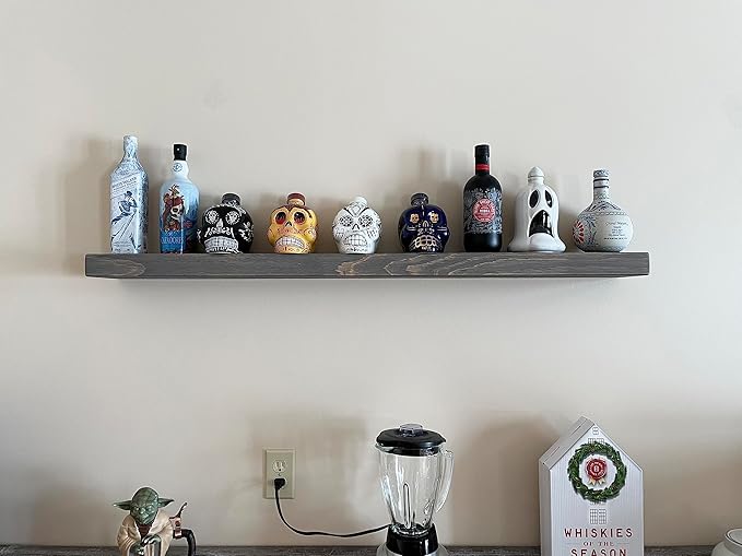 Joel's Antiques - 48 Inch Wooden Floating Shelves for Wall - 48x8x2 in - Made of Natural Wood - Long Heavy Duty Wall - Made in USA - Perfect for Living Room, Kitchen - Grey-Ruum Studio Home