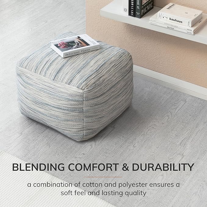 Anji Mountain 22"x22"x16" Handmade & Handcrafted Ottoman Pouf Comfortable Pouf Ottoman Foot Rest & Home Décor Accent for Living Room, Bedroom, Nursery, Kids Room, Patio-Ruum Studio Home