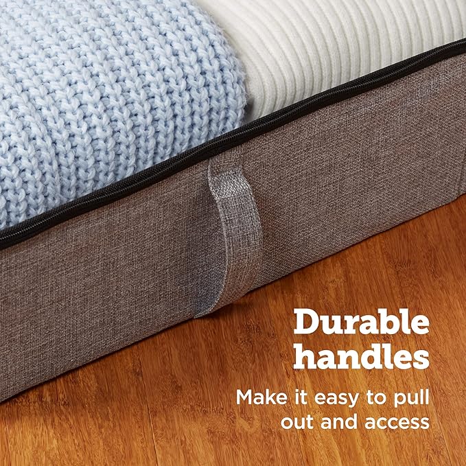 storageLAB Under Bed Storage Containers, Closet Organizers with Sturdy Handles for Clothes, Comforters, and Accessories, Perfect for Use Under or at the End of the Bed - 2 Pack, Grey-Ruum Studio Home