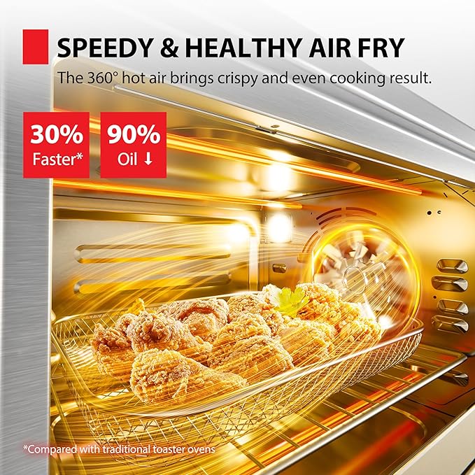 TOSHIBA ChefFry Air Fryer Toaster Oven Combo, 26.4 QT Large Capacity, 12-in-1 Countertop Toaster Oven, Stainless Steel-Ruum Studio Home