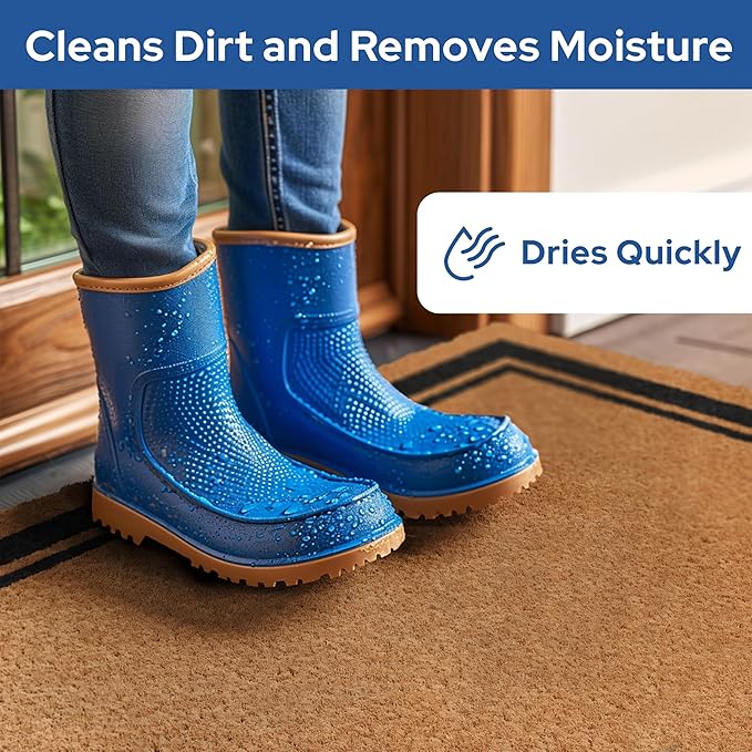 Barnyard Designs Natural Coco Coir Heavy Duty Backing Doormat - Large Cute Non-Slip Front Door Welcome Mat for Outside Entrance or Porch Entry, Brown (36x72, Border)-Ruum Studio Home