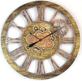 The Gears Clock 36'' Inch Real Moving Gear Wall Clock Vintage Industrial Oversized Rustic Farmhouse (Gold Antique)-Ruum Studio Home