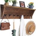 WEBI Coat Rack Wall Mount with Shelf,8 Peg Hooks,34" Long Rustic Entryway Wall Shelf with Hooks Underneath for Hanging Coats,Clothes,Bathroom,Rustic Brown-Ruum Studio Home