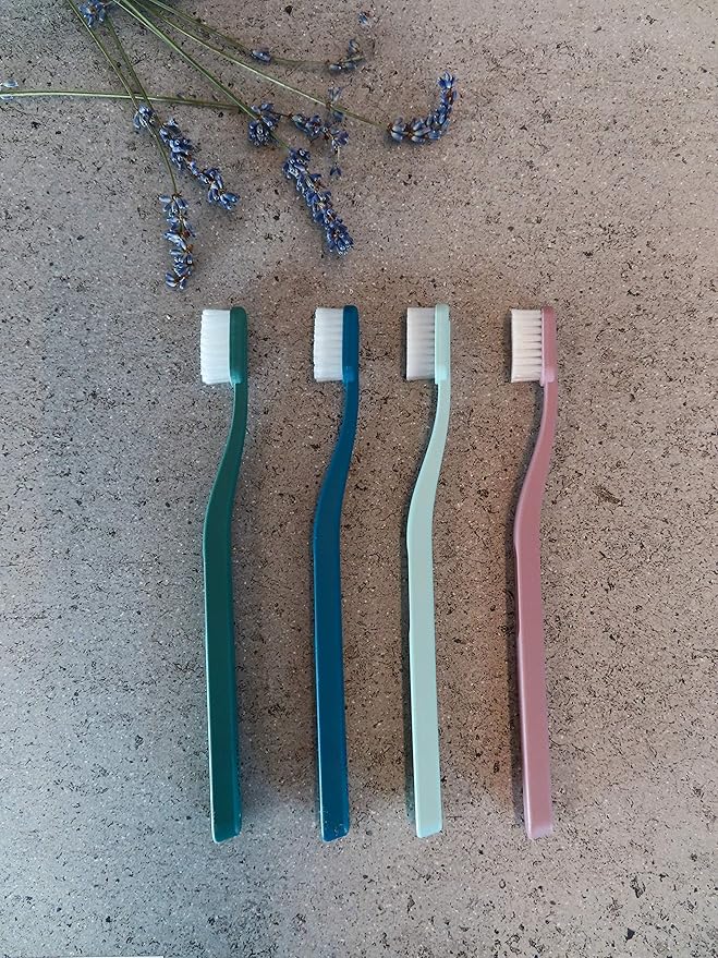 Jordan Green Clean Manual Toothbrush - Sustainable, Scandinavian Design, Soft Bristles, Mixed Colors, 4 Units-Ruum Studio Home
