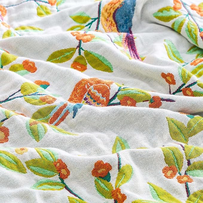 Boho Throw Blanket for Bed, 100% Cotton Soft Rustic Quilt Fall Blanket, 90"x98" Floral Printed Farmhouse Decor Bed Blankets, All Season Rustic Reversible Bohemian Throw Quilt-Ruum Studio Home