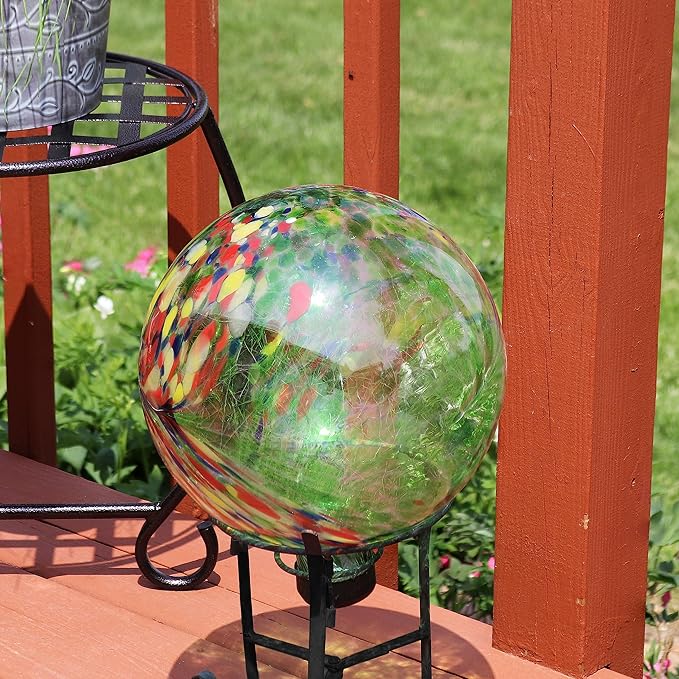 Sunnydaze 10-Inch Gazing Ball for Garden - Glass Gazing Globe for Outside - Garden Orb Yard Decor - Green Artistic-Ruum Studio Home