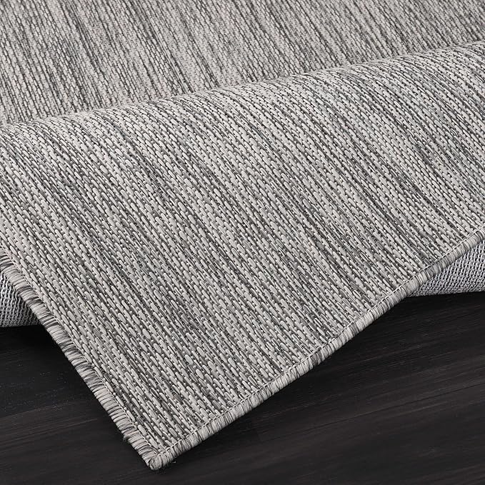 CAMILSON Outdoor Rug 5x7 Modern Area Rugs for Indoor and Outdoor Patios and Porches - Waterproof, Washable, Non-Shedding, Easy-to-Clean Outside Carpet (5 x 7, Solid - Silver Gray)-Ruum Studio Home