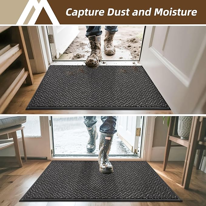 COSY HOMEER-Door-Mat 32"x48" Non Slip Absorbent Entryway Rugs Dirt Trapper Doormats Washable Entrance Mats Low Pile Welcome Floor Mat for Front Back Door and Entry Mats,Dark Grey-Ruum Studio Home