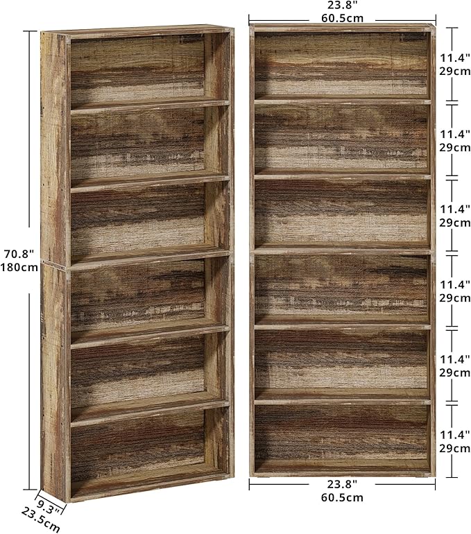 IRONCK Bookshelves and Bookcases Set of 2 Floor Standing 6 Tiers Display Storage Shelves 70 in Tall Bookcase Home Decor Furniture for Home Office, Living Room, Bed Room-Ruum Studio Home