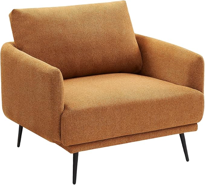 Oversized Accent Chair for Living Room Chairs Reading Arm Chair Comfy Modern Single Sofa Side Chairs with Metal Legs & Soft Cushion for Bedroom, Balcony,Waiting Room(Polyester, Caramel)-Ruum Studio Home