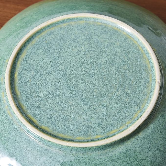Ceramic Decorative Dish, 12'' Large Green Decorative Bowl, Versatile Centerpiece Decor, Key Bowl, Gift Decor Tray for Entryway Table Living Room Dining (12'' Dish)-Ruum Studio Home