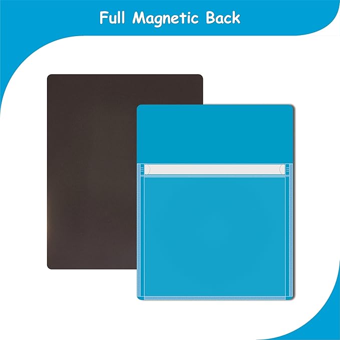Magnetic Pocket 4 Pack – Self-Adhesive Magnetic Storage Pouch for Documents, Notes & Tools, Strong Magnet Backing for Fridge, Whiteboards, and Metal Surfaces (Assorted Colors 4Pcs)-Ruum Studio Home