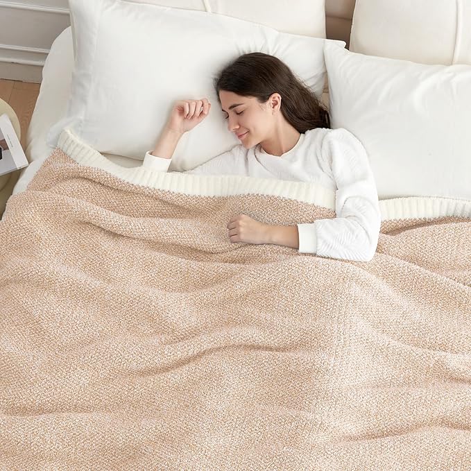 Snuggle Sac Twin XL Bed Blanket 66x90 inches, Super Soft Warm Beige Blankets for Bed, Living Room, Luxurious Microfiber Blanket Dupes, Heather Beige, 66x90 inches-Ruum Studio Home
