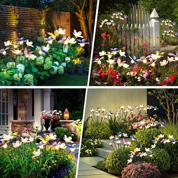 Solar Garden Lights,4packs-32LED Outdoor Solar Powered Decor for Yard, Patio, Pathway, IP65 Waterproof Butterfly Lights-Ruum Studio Home