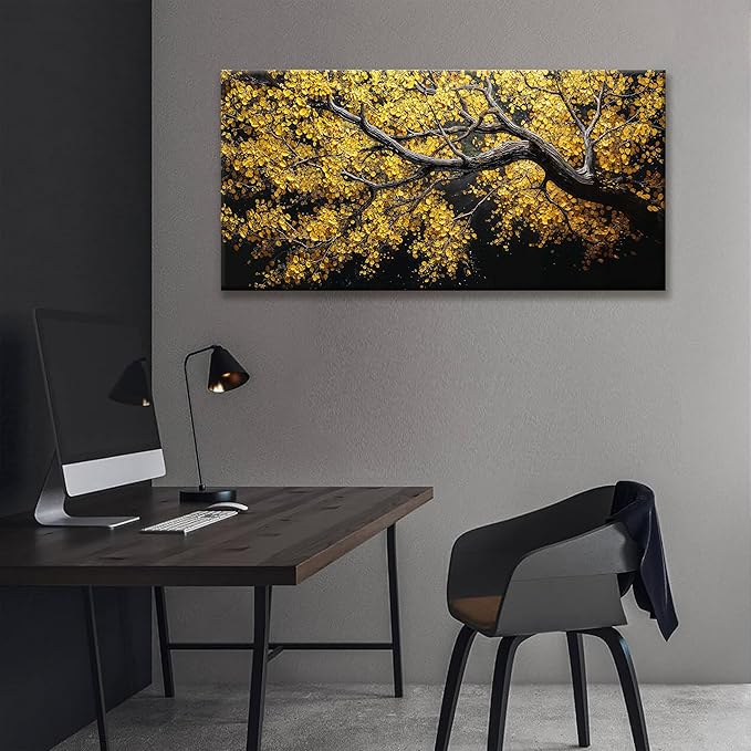 Canvas Wall Art Decor Painting Gold Tree Plants Abstract Wall Decor Botanical Modern Wall Art Print Paintings Decorations Artwork Pictures For Bedroom Living Room Home Office Artwork 20"×40"-Ruum Studio Home