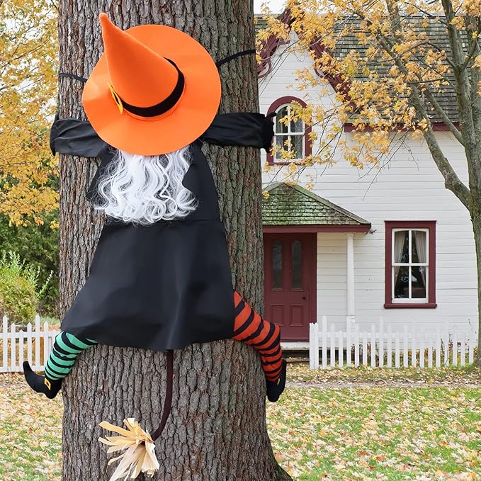 POPGIFTU 53" Halloween Crashing Witch Decoration – Funny Flying Witch for Tree, Yard, Porch & Outdoor Halloween Decor-Ruum Studio Home