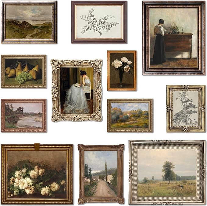 LANCHI95 12 Pcs Vintage Wall Art Decor, Vintage Art Prints, Vintage Posters for Room, Moody gallery wall art, Eclectic French Country Pictures Wall Decor for Bedroom (UNFRAMED)-Ruum Studio Home