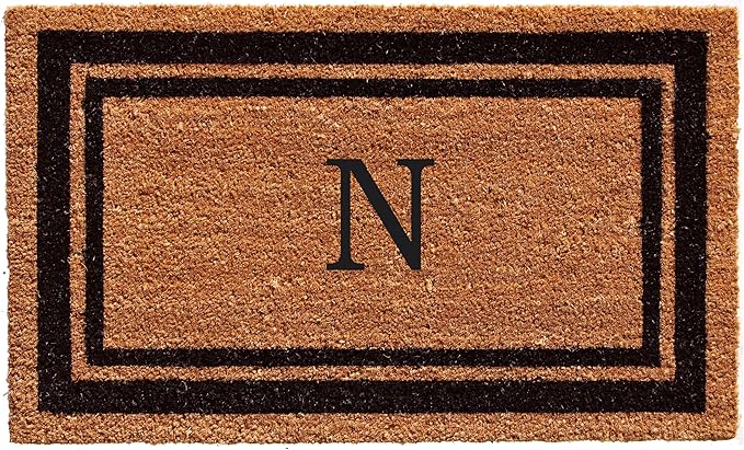 Calloway Mills 152963672N Black Border 36" x 72" Monogram Doormat Letter (N)-Ruum Studio Home