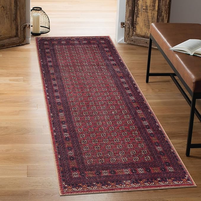 Keen Home Design 2x12 Rug - Machine Washable Runner with Non-Slip Backing, Ideal for Hallway, Entryway, Kitchen, Laundry Room - Vintage, Easy Clean, Durable, Low Pile Rug - (2'6" x 12')-Ruum Studio Home