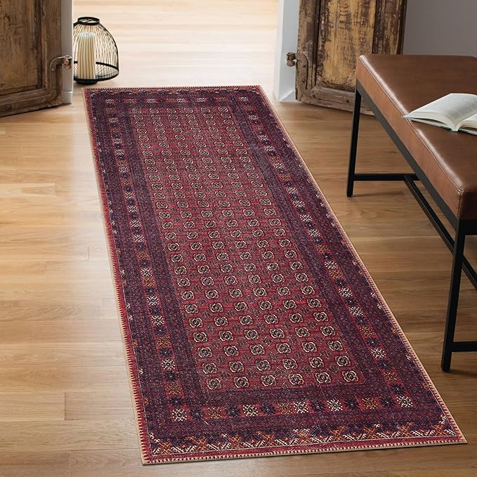 Keen Home Design 2x7 Rug - Machine Washable Runner Rug with Non-Slip Backing, Ideal for Hallway, Entryway, Kitchen, Laundry Room - Vintage, Easy Clean, Durable, Low Pile Rug - (2'6" x 7')-Ruum Studio Home