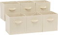 Amazon Basics Collapsible Fabric Storage Cubes Organizer with Handles, Sturdy, Beige, 10.5-x-10.5-x-11-inch, Pack of 6-Ruum Studio Home