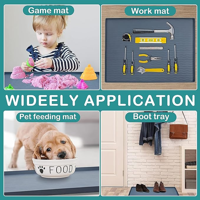 URMONA Waterproof Silicone Under Sink Mat 28'' x 22'' Shelf Liner for Kitchen and Bathroom, Cabinet and Counter Protector, Storage and Organizers, Litter Mat, Pet Cat Puppy Essentials(Black)-Ruum Studio Home