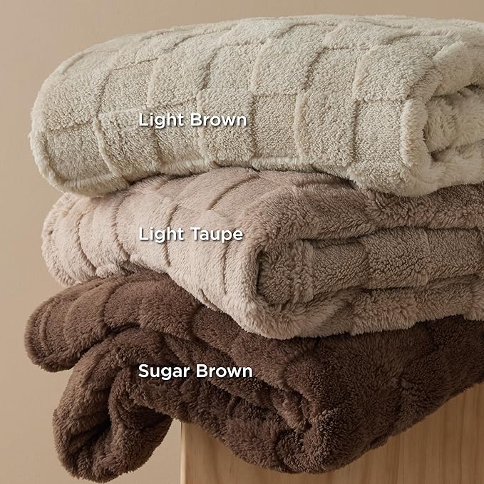Bedsure GentleSoft Fall Throw Blanket for Couch Dark Brown - Checkered Fleece Blankets Gifts for Women Men Girls, Cute Soft Cozy Throw for Bedroom Home Decor Gifts, 50x60 Inches-Ruum Studio Home
