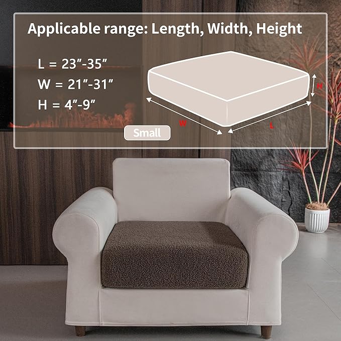 Couch Cushion Covers for Sectional Sofa, Stretch Soft Sofa Slipcovers Washable Wear-Resistant Universal Furniture Protector for Living Room(1 Piece Chair Cover, Brown)-Ruum Studio Home